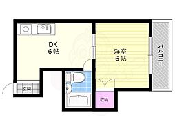 バスティオーネ柴島 1DKの間取図画像