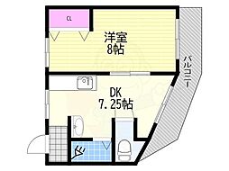 矢森マンション 1DKの間取図画像