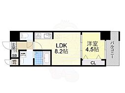 グランルクレ新大阪 1LDKの間取図画像