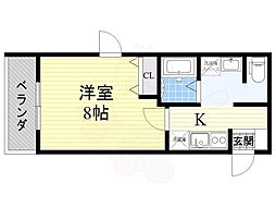 パークヒルズ新大阪will 1Kの間取図画像