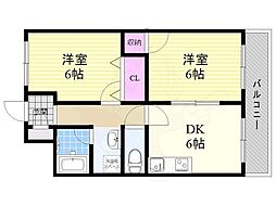 エーゲン・ハイム 2DKの間取図画像