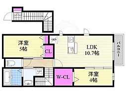 シャルマン井高野 2LDKの間取図画像