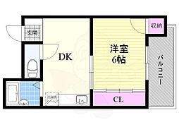 エクト1 1DKの間取図画像
