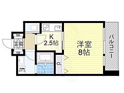 アーバンフラッツ西中島 1Kの間取図画像