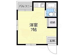 暁マンション ワンルームの間取図画像