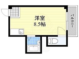 新大阪ハイツ ワンルームの間取図画像