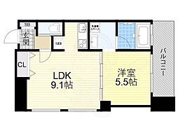 アーバンフラッツ西中島 1LDKの間取図画像