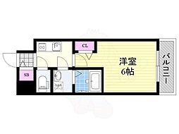 ファステート北大阪ラッセル 1Kの間取図画像