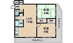 パティオス豊里館 2LDKの間取図画像