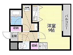 C.WING ワンルームの間取図画像