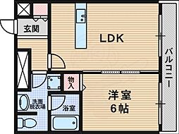 プランドール上新庄 1LDKの間取図画像
