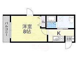 パークヒルズ新大阪will 1Kの間取図画像