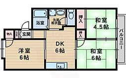 パセオ豊里B棟 3DKの間取図画像