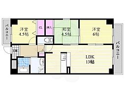 生島リバーサイドマンションD棟 3LDKの間取図画像