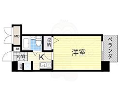 メロディーハイム淡路 1Kの間取図画像