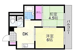 サンハイツ大阪屋 2DKの間取図画像