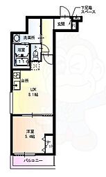 フジパレス上新庄5番館 1LDKの間取図画像