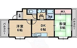 シャンボール淀川3 2DKの間取図画像