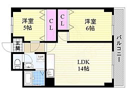 菅原リバーサイドレジデンス 2LDKの間取図画像