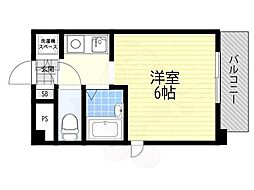 日の出プラザ2号館 1Kの間取図画像