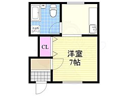 ハイツマツダ1号館 ワンルームの間取図画像