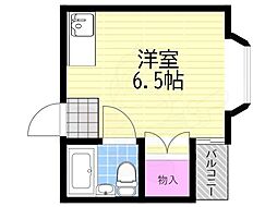 リバーエステート ワンルームの間取図画像