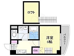 オーシャン東中島 1Kの間取図画像