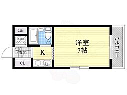 ジョイフル上新庄 1Kの間取図画像