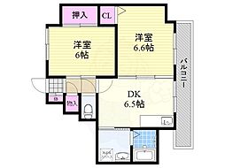 メゾンクレール 2DKの間取図画像