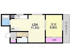 メゾン新大阪 1LDKの間取図画像