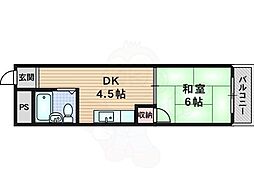 柳ハイツ 1DKの間取図画像