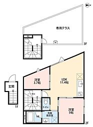 テラス新江古田 2LDKの間取図画像