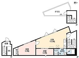 テラス新江古田 2LDKの間取図画像