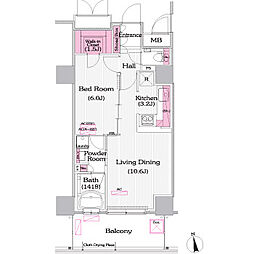 プライムアーバン新宿夏目坂タワーレジデンス 1LDKの間取図画像