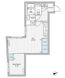 レジデンス市谷仲之町 1LDKの間取図画像