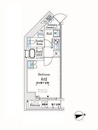 市谷仲之町ViewApartment 1Kの間取図画像