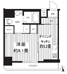 Reno新宿若松町 1DKの間取図画像