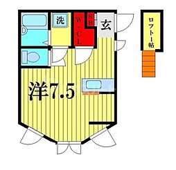 つくばエクスプレス 柏の葉キャンパス駅 徒歩12分の賃貸アパート 2階ワンルームの間取り