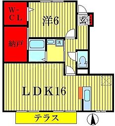 つくばエクスプレス 流山セントラルパーク駅 徒歩16分の賃貸アパート 1階1LDKの間取り