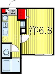 JR常磐線 柏駅 徒歩13分の賃貸アパート 2階1Kの間取り