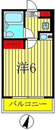 JR常磐線 新松戸駅 徒歩10分の賃貸アパート 2階ワンルームの間取り