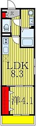 東武野田線 豊四季駅 徒歩4分の賃貸アパート 1階1LDKの間取り