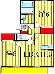 つくばエクスプレス 流山セントラルパーク駅 徒歩3分の賃貸アパート 1階2LDKの間取り