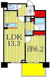 東武野田線 柏駅 徒歩6分の賃貸マンション 4階1LDKの間取り