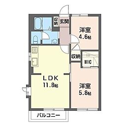 フレグランスミヨシE棟 2LDKの間取図画像