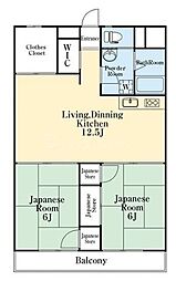 柏第一パブリックハイツ 2LDKの間取図画像