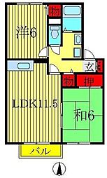 グリーンシャトルA 2LDKの間取図画像