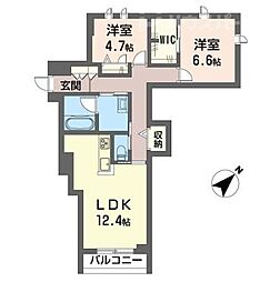 ヴェル・クレージュ 2LDKの間取図画像