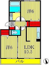 オアシス 2LDKの間取図画像