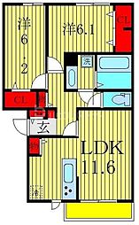 マノアロア 2LDKの間取図画像